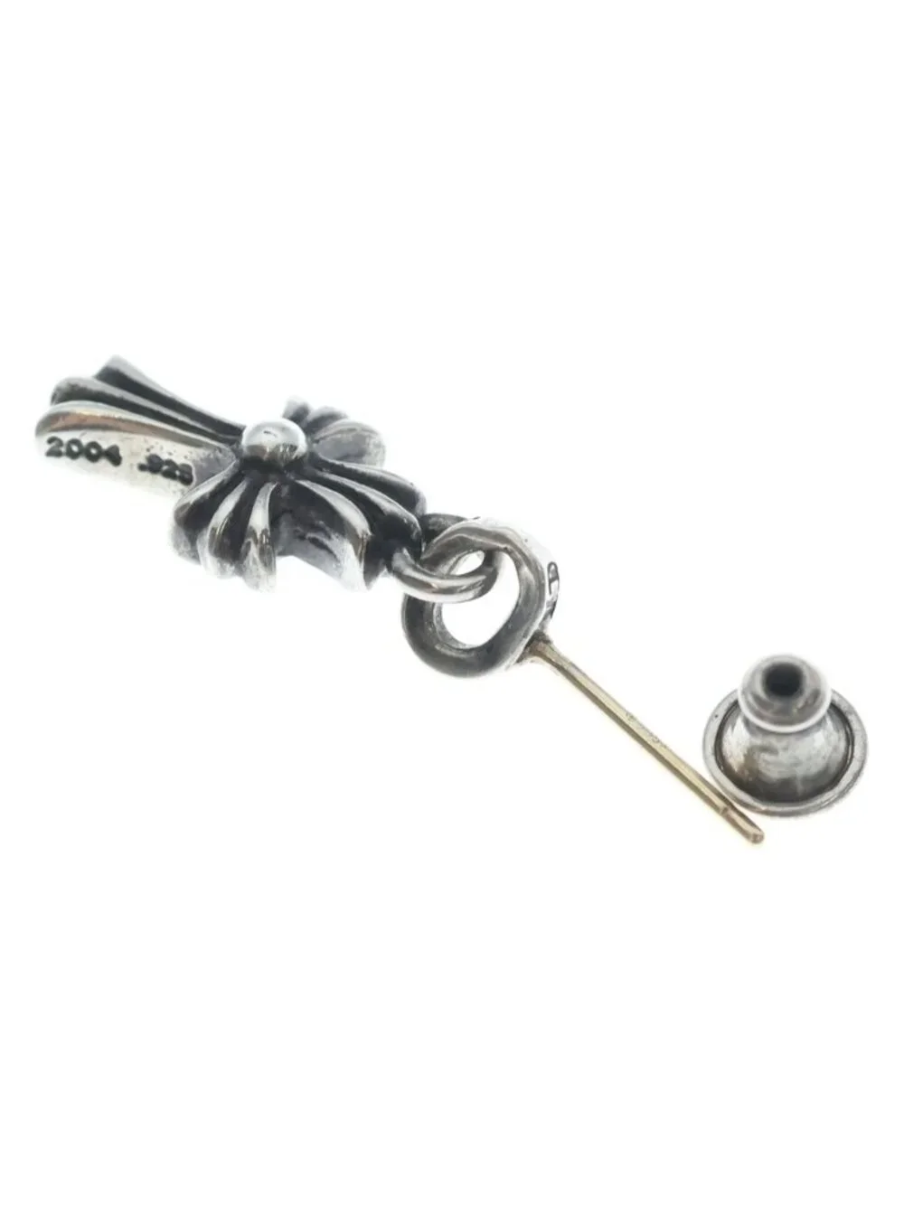 Chrome Hearts Bby Pprchn Baby Fat Cross Drop Earrings Silver